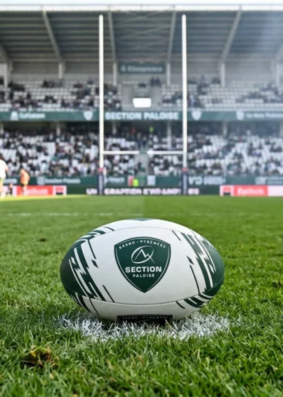 Ballon de rugby Section Paloise sur le terrain